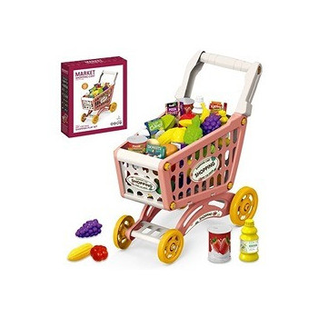 Little Story Role Play Market Shopping Cart Toy Set (56 Pcs) - Pink For 3Years+, Unisex (LS_DIYSC_PI)