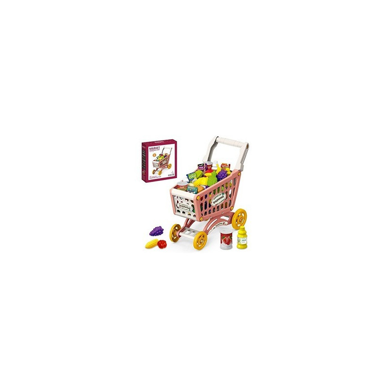 Little Story Role Play Market Shopping Cart Toy Set (56 Pcs) - Pink For 3Years+, Unisex (LS_DIYSC_PI)