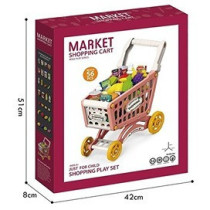 Little Story Role Play Market Shopping Cart Toy Set (56 Pcs) - Pink For 3Years+, Unisex (LS_DIYSC_PI)