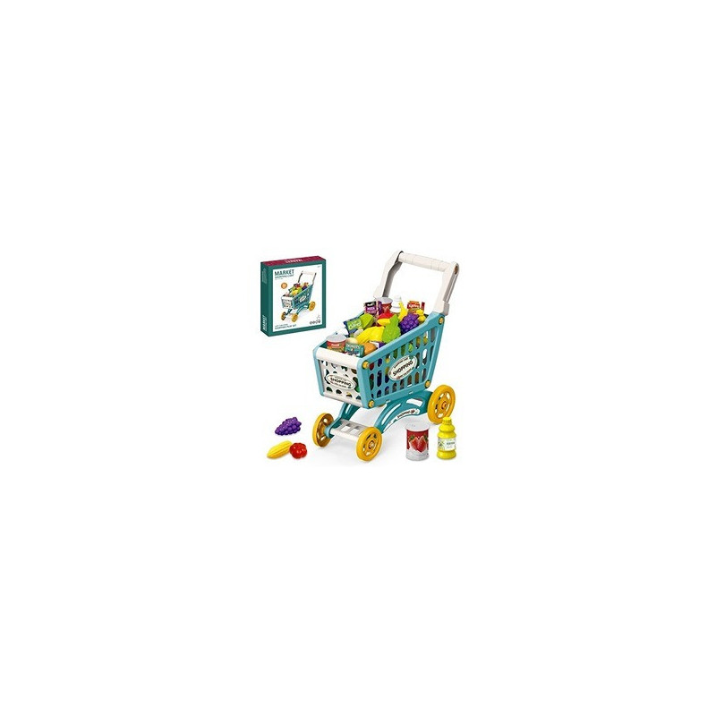 Little Story Role Play Market Shopping Cart Toy Set (56 Pcs) - Green For 3Years+, Unisex (LS_DIYSC_BU)