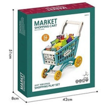 Little Story Role Play Market Shopping Cart Toy Set (56 Pcs) - Green For 3Years+, Unisex (LS_DIYSC_BU)