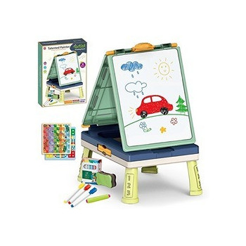 Little Story Artist Double Sided Handbag Drawing Board (31 Pcs) W/ Board Game - Green For 3Years+, Unisex (LS_DIYDSDB_GR)