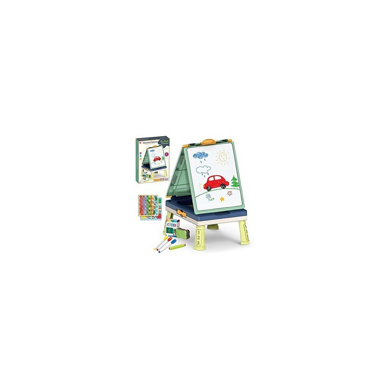 Little Story Artist Double Sided Handbag Drawing Board (31 Pcs) W/ Board Game - Green For 3Years+, Unisex (LS_DIYDSDB_GR)