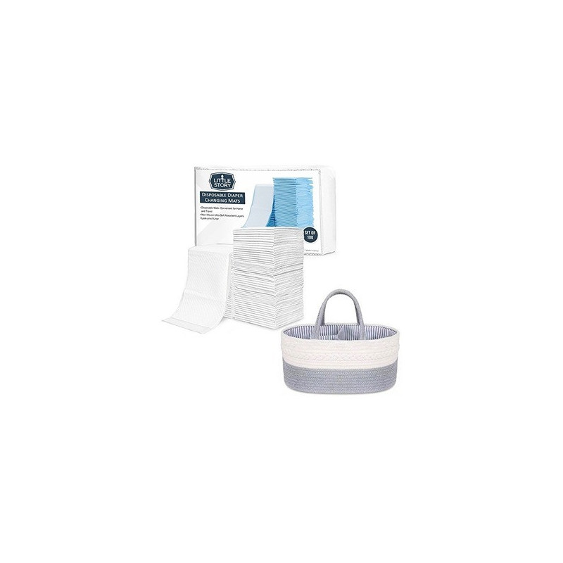 Little Story Diaper Caddy with 100pcs Changing Mats - Grey For All Ages, Unisex (CM_LS_CAGYWH100)