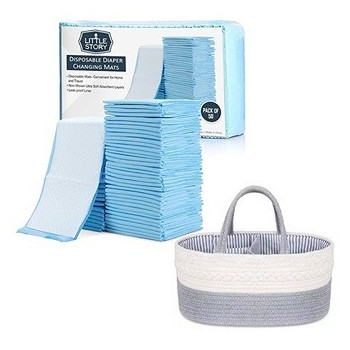 Little Story Diaper Caddy with 50pcs Changing Mats - Grey For All Ages, Unisex (CM_LS_CAGYBU50)