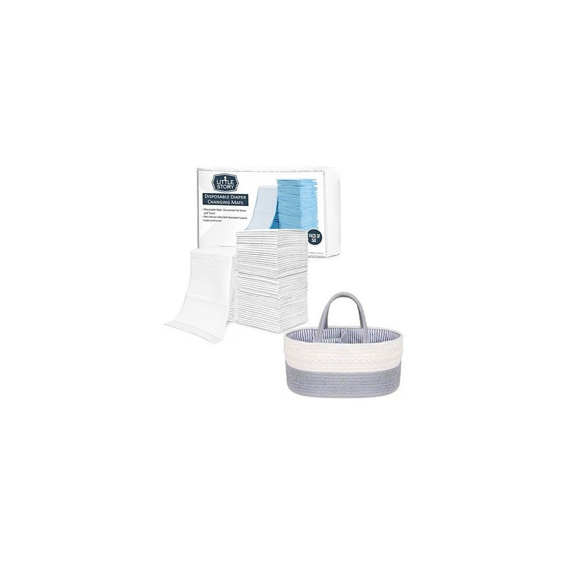 Little Story Diaper Caddy with 50pcs Changing Mats - Grey For All Ages, Unisex (CM_LS_CAGYBUWH50)