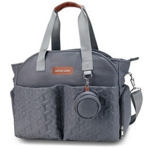 Little Story Quilted Diaper Bag w/ Pacifier Pouch-Dark Grey For All Ages, Unisex (LS_DP&P2_DGY)