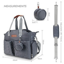 Little Story Quilted Diaper Bag w/ Pacifier Pouch-Dark Grey For All Ages, Unisex (LS_DP&P2_DGY)