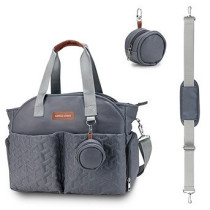 Little Story Quilted Diaper Bag w/ Pacifier Pouch-Dark Grey For All Ages, Unisex (LS_DP&P2_DGY)