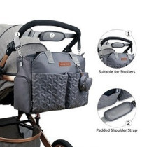Little Story Quilted Diaper Bag w/ Pacifier Pouch-Dark Grey For All Ages, Unisex (LS_DP&P2_DGY)