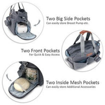 Little Story Quilted Diaper Bag w/ Pacifier Pouch-Dark Grey For All Ages, Unisex (LS_DP&P2_DGY)