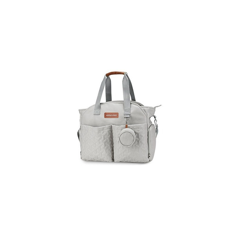 Little Story Quilted Diaper Bag w/ Pacifier Pouch-Grey For All Ages, Unisex (LS_DP&P2_GY)