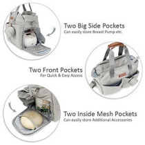Little Story Quilted Diaper Bag w/ Pacifier Pouch-Grey For All Ages, Unisex (LS_DP&P2_GY)