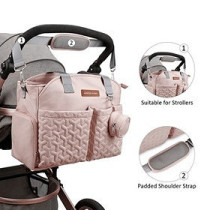 Little Story Quilted Diaper Bag w/ Pacifier Pouch-Pink For All Ages, Unisex (LS_DP&P2_PI)
