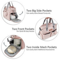 Little Story Quilted Diaper Bag w/ Pacifier Pouch-Pink For All Ages, Unisex (LS_DP&P2_PI)