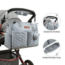 Little Story Quilted Diaper Bag w/ Pacifier Pouch-Blue For All Ages, Unisex (LS_DP&P2_BU)