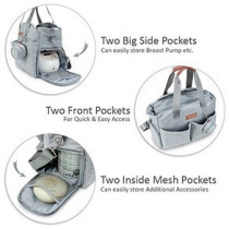 Little Story Quilted Diaper Bag w/ Pacifier Pouch-Blue For All Ages, Unisex (LS_DP&P2_BU)
