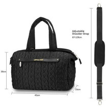 Little Story Quilted Diaper Bag w/ Shoulder Strap-Black For All Ages, Unisex (LS_DPQ_BK)