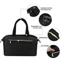 Little Story Quilted Diaper Bag w/ Shoulder Strap-Black For All Ages, Unisex (LS_DPQ_BK)