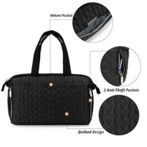 Little Story Quilted Diaper Bag w/ Shoulder Strap-Black For All Ages, Unisex (LS_DPQ_BK)