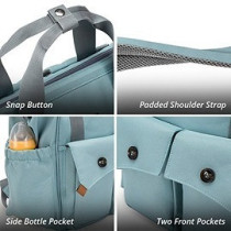 Little Story Elite Diaper Bag w/ Stroller Hooks & Changing mat -Blue For All Ages, Unisex (LS_DPEL_BU)