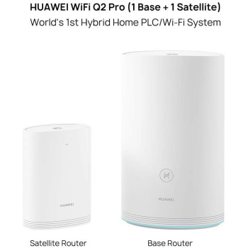 Huawei Huw-Ws5280-1PlUS1-Wht (1 Base + 1 Satellite) Router, Home Wi-Fi Q2 Pro System, Gigabit Powerline, Full Ge Ports, Seamless Roaming, Lower Latency, Plug & Play - White
