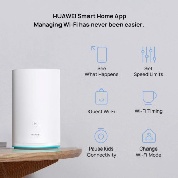 Huawei Huw-Ws5280-1PlUS1-Wht (1 Base + 1 Satellite) Router, Home Wi-Fi Q2 Pro System, Gigabit Powerline, Full Ge Ports, Seamless Roaming, Lower Latency, Plug & Play - White