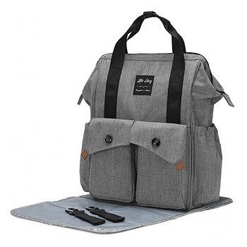 Little Story Elite Diaper Bag w/ Stroller Hooks And Changing mat, Grey For All Ages, Unisex (LS_DPEL_GY)