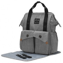 Little Story Elite Diaper Bag w/ Stroller Hooks And Changing mat, Grey For All Ages, Unisex (LS_DPEL_GY)