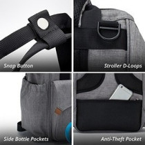 Little Story Elite Diaper Bag w/ Stroller Hooks And Changing mat, Grey For All Ages, Unisex (LS_DPEL_GY)