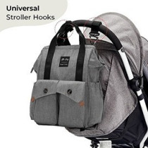 Little Story Elite Diaper Bag w/ Stroller Hooks And Changing mat, Grey For All Ages, Unisex (LS_DPEL_GY)