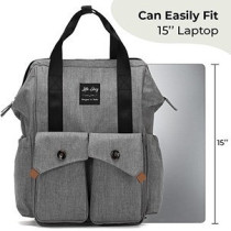Little Story Elite Diaper Bag w/ Stroller Hooks And Changing mat, Grey For All Ages, Unisex (LS_DPEL_GY)