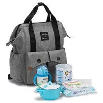 Little Story Elite Diaper Bag w/ Stroller Hooks And Changing mat, Grey For All Ages, Unisex (LS_DPEL_GY)