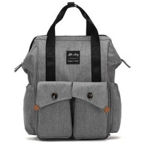 Little Story Elite Diaper Bag w/ Stroller Hooks And Changing mat, Grey For All Ages, Unisex (LS_DPEL_GY)