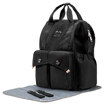 Little Story Elite Diaper Bag w/ Stroller Hooks & Changing mat -Black For All Ages, Unisex (LS_DPEL_BK)