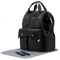 Little Story Elite Diaper Bag w/ Stroller Hooks & Changing mat -Black For All Ages, Unisex (LS_DPEL_BK)