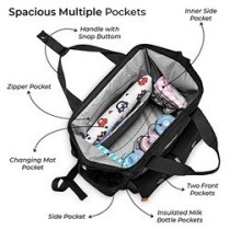 Little Story Elite Diaper Bag w/ Stroller Hooks & Changing mat -Black For All Ages, Unisex (LS_DPEL_BK)