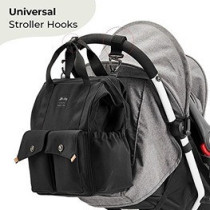 Little Story Elite Diaper Bag w/ Stroller Hooks & Changing mat -Black For All Ages, Unisex (LS_DPEL_BK)
