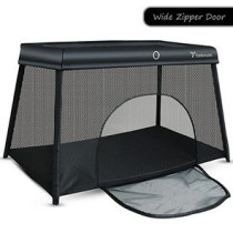 Teknum Portable Quick fold Playard & Cot with Zipper Door & Carry Bag - Midnight Black For 0-3Years, Unisex (TK_QFPP_BK)
