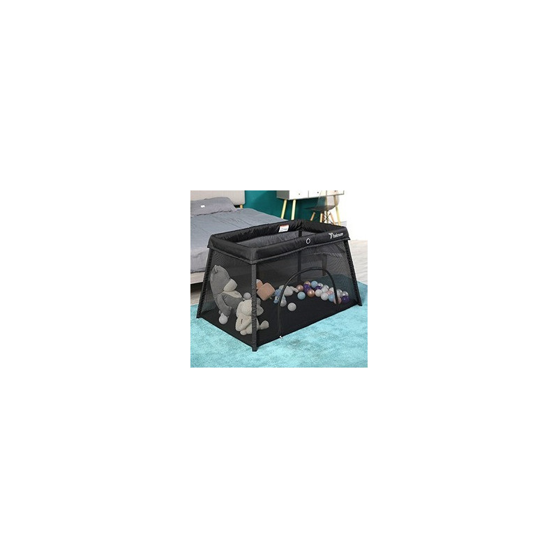 Teknum Portable Quick fold Playard & Cot with Zipper Door & Carry Bag - Midnight Black For 0-3Years, Unisex (TK_QFPP_BK)