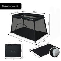 Teknum Portable Quick fold Playard & Cot with Zipper Door & Carry Bag - Midnight Black For 0-3Years, Unisex (TK_QFPP_BK)