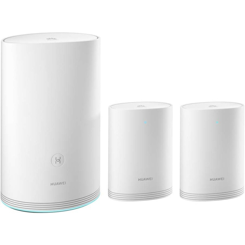 Huawei HUW-WS5280-1PLUS2-WHT (1 Base + 2 Satellites) Router, Home Wi-Fi Q2 Pro System, Gigabit Powerline, Full GE Ports, Seamless Roaming, Lower Latency, Plug & Play - White