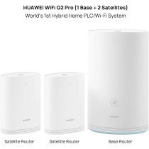 Huawei HUW-WS5280-1PLUS2-WHT (1 Base + 2 Satellites) Router, Home Wi-Fi Q2 Pro System, Gigabit Powerline, Full GE Ports, Seamless Roaming, Lower Latency, Plug & Play - White