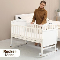 Teknum - 7-in-1 Convertible Kids Bed & Bedside Crib w/ Mattress, Mosquito net & Detachable Wheels(0-12yrs)-White For 0-12Years, Unisex (TK_WBSC_WH)