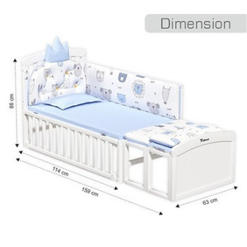 Teknum - 7-in-1 Convertible Kids Bed & Bedside Crib w/ Mattress, Mosquito net & Detachable Wheels(0-12yrs)-White For 0-12Years, Unisex (TK_WBSC_WH)