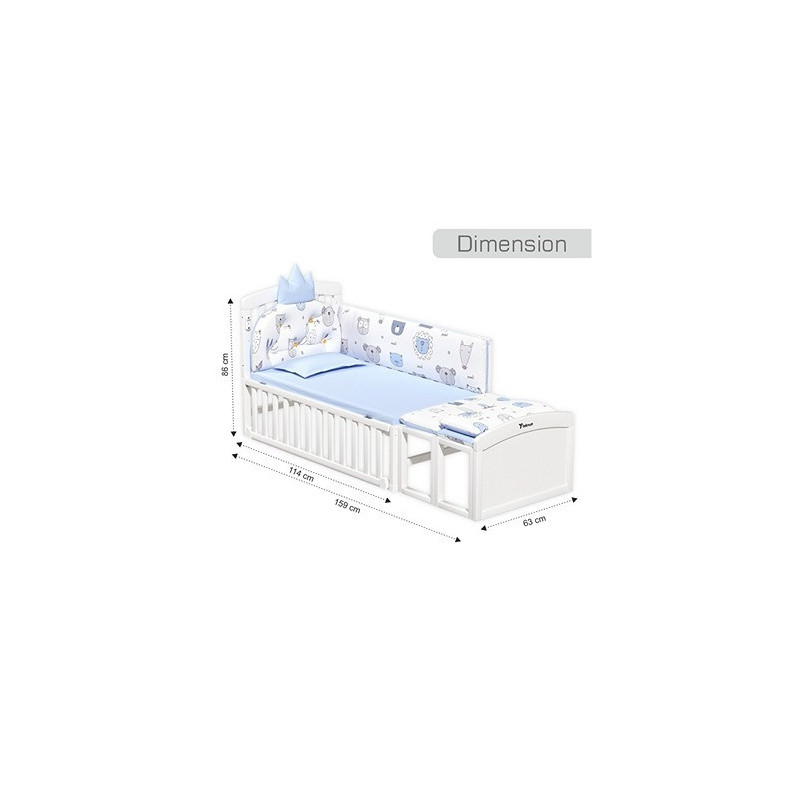 Teknum - 7-in-1 Convertible Kids Bed & Bedside Crib w/ Mattress, Mosquito net & Detachable Wheels(0-12yrs)-White For 0-12Years, Unisex (TK_WBSC_WH)