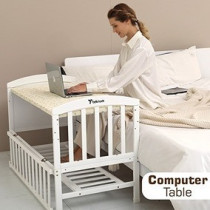 Teknum - 7-in-1 Convertible Kids Bed & Bedside Crib w/ Mattress, Mosquito net & Detachable Wheels(0-12yrs)-White For 0-12Years, Unisex (TK_WBSC_WH)