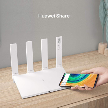 Huawei AX3 AX3000 Dual Band Wi-Fi Router, Quad-core Wi-Fi 6 Plus Revolution, Wi-Fi Speed up to 3000 Mbps, Supports Access Point Mode, Parental Control, Guest Wi-Fi, NFC-enabled OneTap Connection