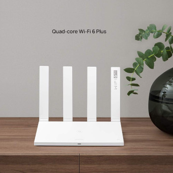 Huawei AX3 AX3000 Dual Band Wi-Fi Router, Quad-core Wi-Fi 6 Plus Revolution, Wi-Fi Speed up to 3000 Mbps, Supports Access Point Mode, Parental Control, Guest Wi-Fi, NFC-enabled OneTap Connection
