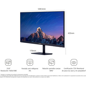 Huawei Display- 23.8 Inches Monitor, Resolution 1920 x 1080, Aspect Ratio 16:9, Black